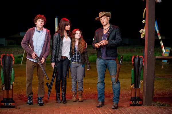 Zombieland movie image Woody Harrelson, Jesse Eisenberg, Abigail Breslin, Emma Stone
